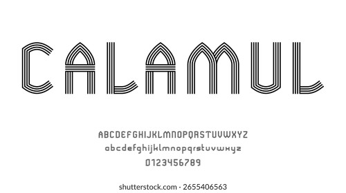 Set of alphabets font letters and numbers modern abstract design with lines vector illustration