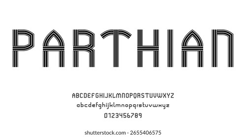 Set of alphabets font letters and numbers modern abstract design with lines vector illustration