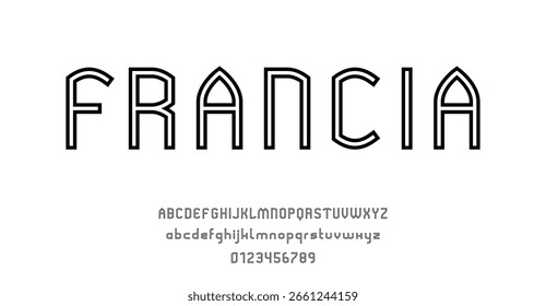 Conjunto de alfabetos letras de fonte e números moderno resumo esboço design vetor ilustração