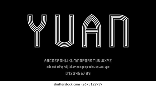 Satz von Alphabeten Buchstaben und Zahlen moderne abstrakte Design mit Linien Vektorgrafik