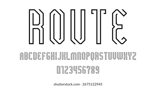 Set of alphabets font letters and numbers modern abstract design with line maze concept vector illustration