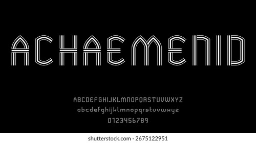 Conjunto de alfabetos letras de fuente y números diseño abstracto moderno con líneas Ilustración vectorial