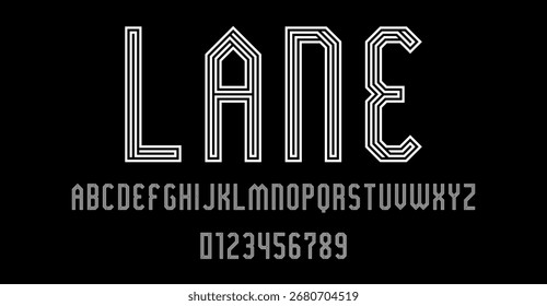 Set of alphabets font letters and numbers modern abstract design with line maze concept vector illustration