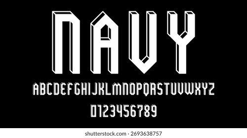Set of alphabets font letters and numbers modern abstract outline 3D concept design with lines vector illustration
