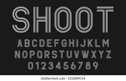 Set of alphabets fonts letters and numbers modern abstract design with lines vector illustration