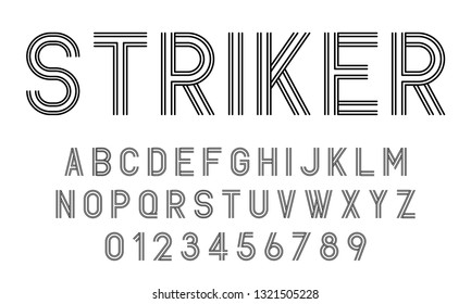 Set of alphabets fonts letters and numbers modern abstract design with lines vector illustration