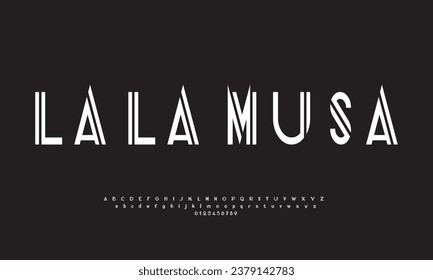 Conjunto de letras letras letras letras letras y números diseño abstracto moderno con líneas ilustración vectorial