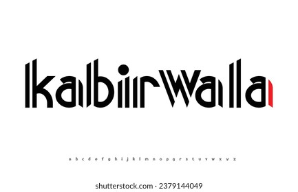 Satz von Schriftarten Schriftbuchstaben und Zahlen Modernes abstraktes Design mit Linien, Vektorgrafik
