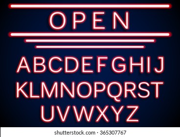 Set alphabets neon sign background.vector