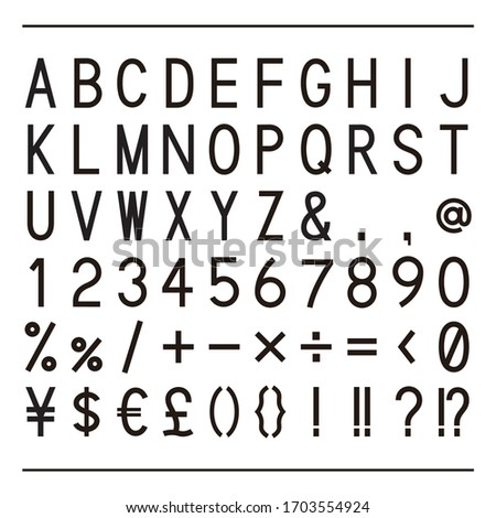 Set of alphabets, numbers and symbols