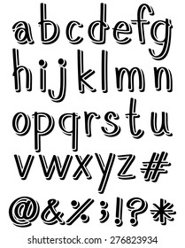 Set of alphabets and signs on white background