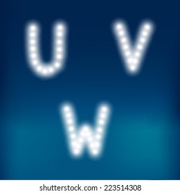 set of alphabets with small lights, vector illustration.