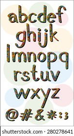 Set of alphabets and symbols in colorful design