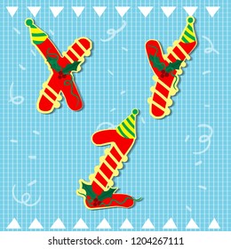 Set alphabets Xmas of simple color illustrations