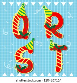 Set alphabets Xmas of simple color illustrations