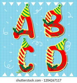 Set alphabets Xmas of simple color illustrations