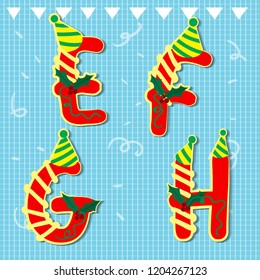 Set alphabets Xmas of simple color illustrations