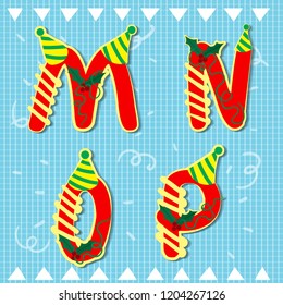 Set alphabets Xmas of simple color illustrations