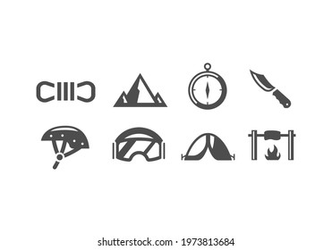 set of alpinist tool icons vector