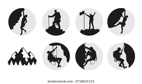 conjunto de Ilustración vectorial alpinista
