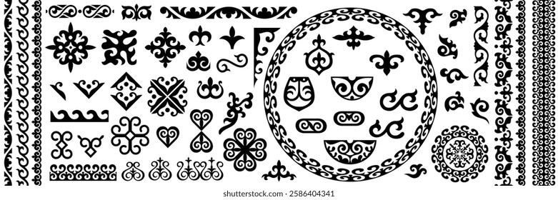 Set of Altai national ornament, Scythian and Turkic, isolated on a white background, vector design