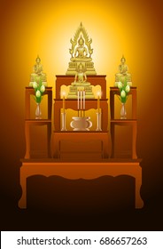 set of altar table type seven tables in gradient design,suitable for all of Buddhism ceremony,vector illustration