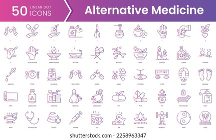 Set of alternative medicine icons. Gradient style icon bundle. Vector Illustration