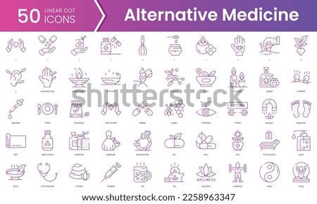 Set of alternative medicine icons. Gradient style icon bundle. Vector Illustration