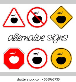 A set of alternative road signs