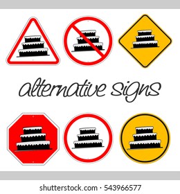 A set of alternative road signs