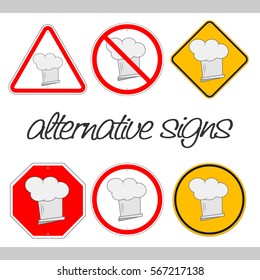 A set of alternative road signs