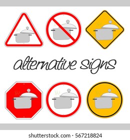 A set of alternative road signs