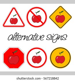 A set of alternative road signs