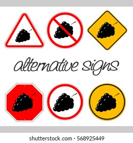 A set of alternative road signs