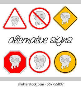 A set of alternative road signs