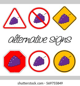 A set of alternative road signs