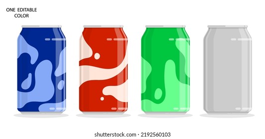 Conjunto de latas de aluminio para refrescos. Almacenando cócteles y refrescos en frasco. Vector plano de caricatura aislado en fondo blanco