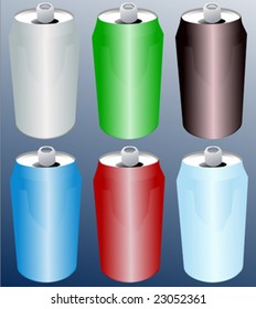Set of aluminum cans in color