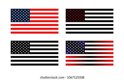 set of the amazing flags of usa
