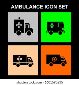 Set of ambulance car vector icons. Vector illustration with flat style for your design.