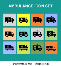 Set of ambulance car vector icons. Vector illustration with flat style for your design.