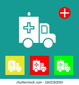 Set of ambulance car vector icons. Vector illustration with a flat style for your design.