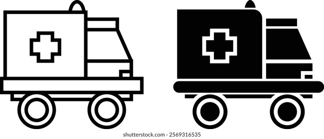 Set Of Ambulance Icon,  Simple Icon Vector Design, best used for presentation, application, web and banner	