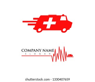 Set of Ambulance van vehicle speeding simple business icon logo