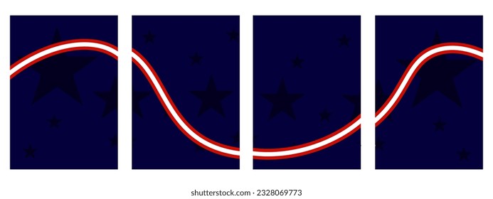 Set of america holiday background. Usa flag, blue background and copy space. Vector illustration