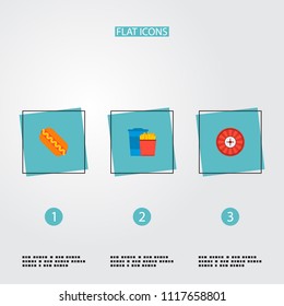 Set of america icons flat style symbols with hot dog, casino, fast food and other icons for your web mobile app logo design.