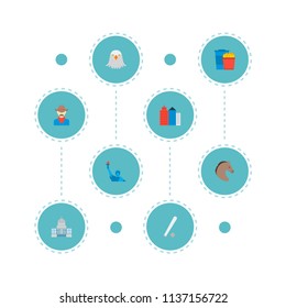 Set of america icons flat style symbols with new york, capitol, cowboy and other icons for your web mobile app logo design.