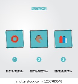 Set of america icons flat style symbols with new york, donut, mustang and other icons for your web mobile app logo design.