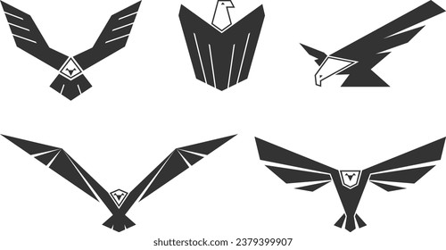Set of American bald eagles for logo. Vector illustration.