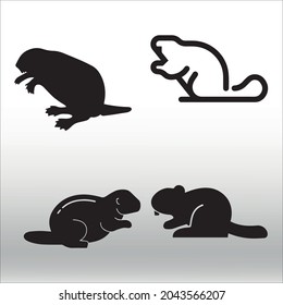 set of American beaver silhouette , line isolated or logo isolated sign symbol vector, outline and stroke style Collection of high-quality vector illustration,